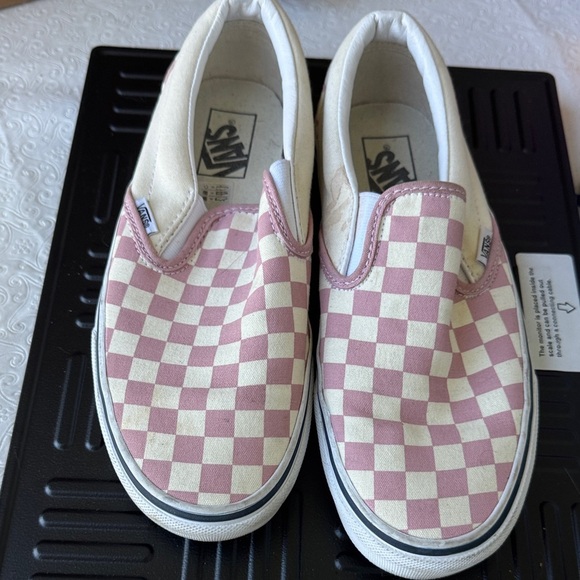 Vans Pink and Cream Checkered Loafers - Picture 1 of 4